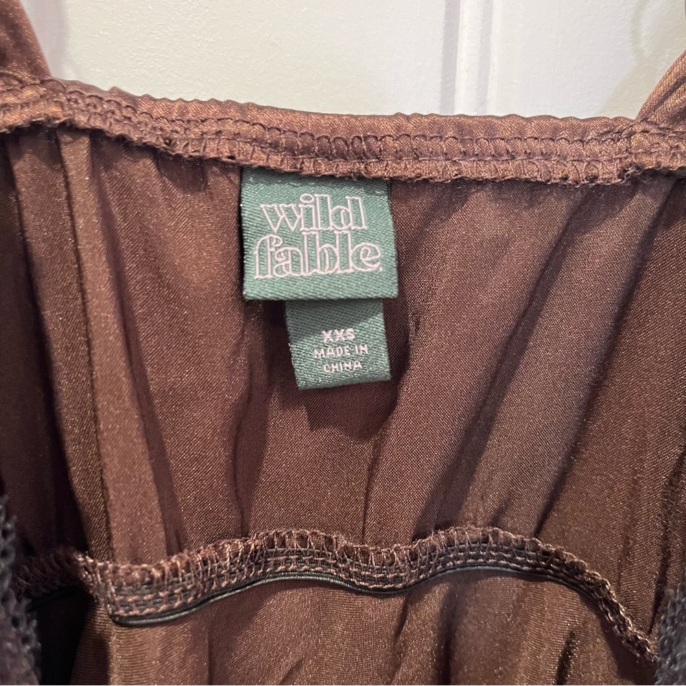 wild fable brown black lace trim v neck maxi dress fairy gnome grunge ecogoth - Picture 8 of 12